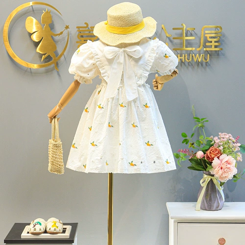 Платье, юбка, летняя одежда, детский наряд маленькой принцессы, с вышивкой