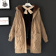 Thick needle twist hooded knitted cardigan slim casual plus size sweater jacket hooded mid-length plus velvet thickened