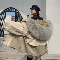 Removable lamb fur fur one-piece liner Parker clothing womens short 2020 winter new fur coat women contrast color