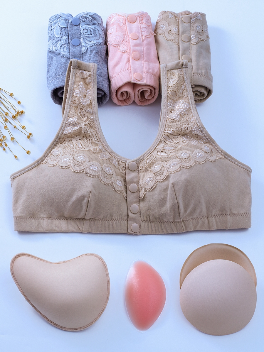 Breast postoperative bra Prosthetic bra special bra two-in-one front buckle fake breast female silicone vest without rim underwear