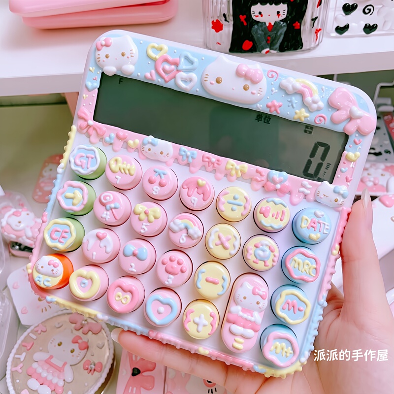 Hello Kitty Hand-Painted Resin Calculator for Girls, High-Value Student Desktop Gift with Real Voice Hello Kitty Hand-Painted Resin Calculator for Girls, High-Value Student Desktop Gift with Real Voice