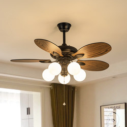 Medieval Style Living Room Fan Light, French Retro Walnut Color Large Fan Blades, Bedroom Eye-Protection Ceiling Fan Light Casagd