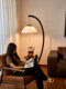 Exclusively Designed Mid-Century Moonlight Floor Lamp, Integrated with Storage Next to the Sofa in the Living Room, Vintage Bedroom with a Sense of Sophistication and Elegance