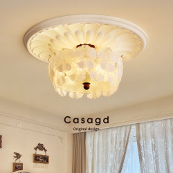 French-Style Light Luxury Cream-Colored Bedroom Ceiling Lamp, Crystal High-End Full-Spectrum Living Room New Eye-Protection Chandelier Casa