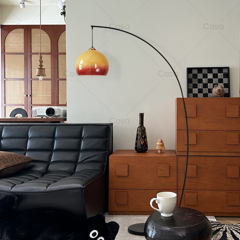 Vintage-Style Living Room Fishing Floor Lamp Next to the Sofa, High-End Creative Atmosphere Lamp 2026 New Model Grapefruit Lamp Casa