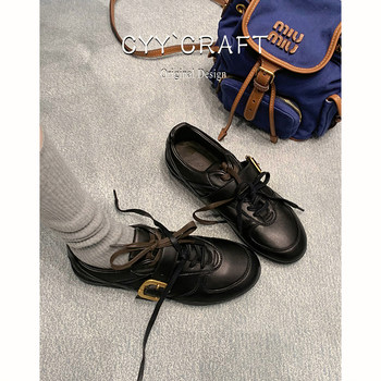Sheepskin~versatile soft sole lace-up moral training shoes for women
