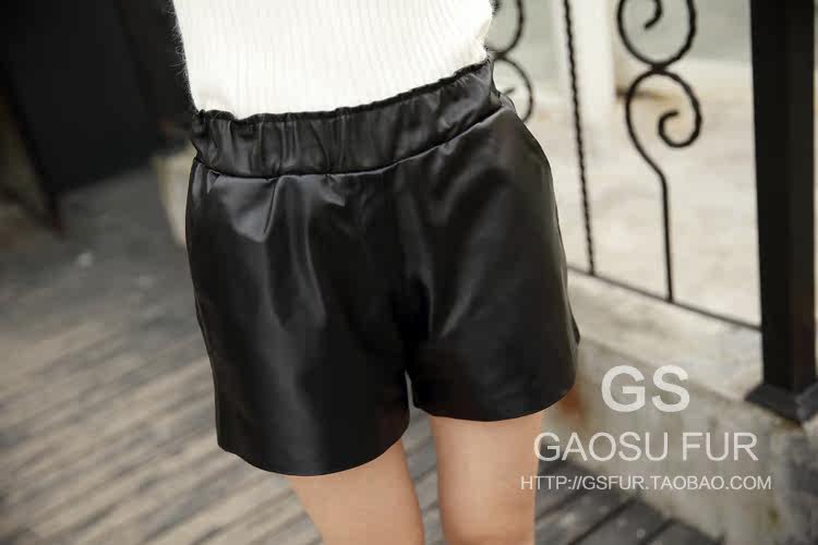 欧洲站<em>2015</em>新款秋冬真皮<em>短裤女士</em>头层绵<em>羊皮</em>