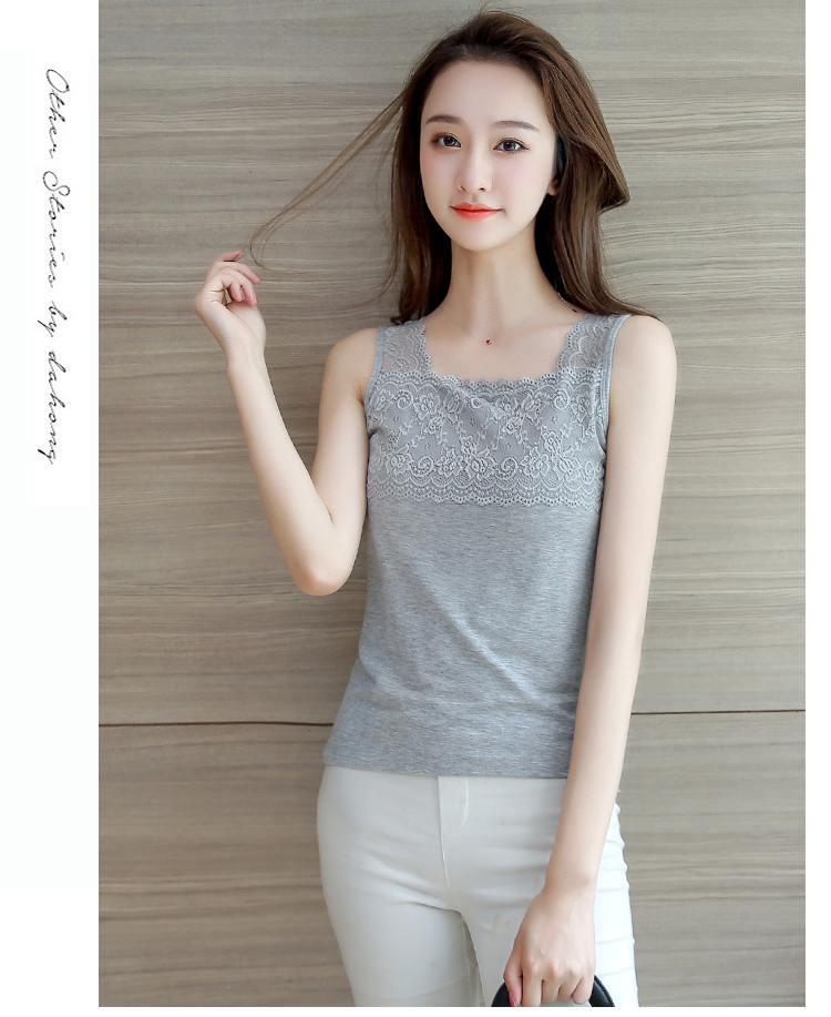 Phụ nữ mùa hè phiên bản Hàn Quốc mặc áo yếm ren modal modal mỏng kích thước lớn, áo vest màu rắn shop thời trang nữ