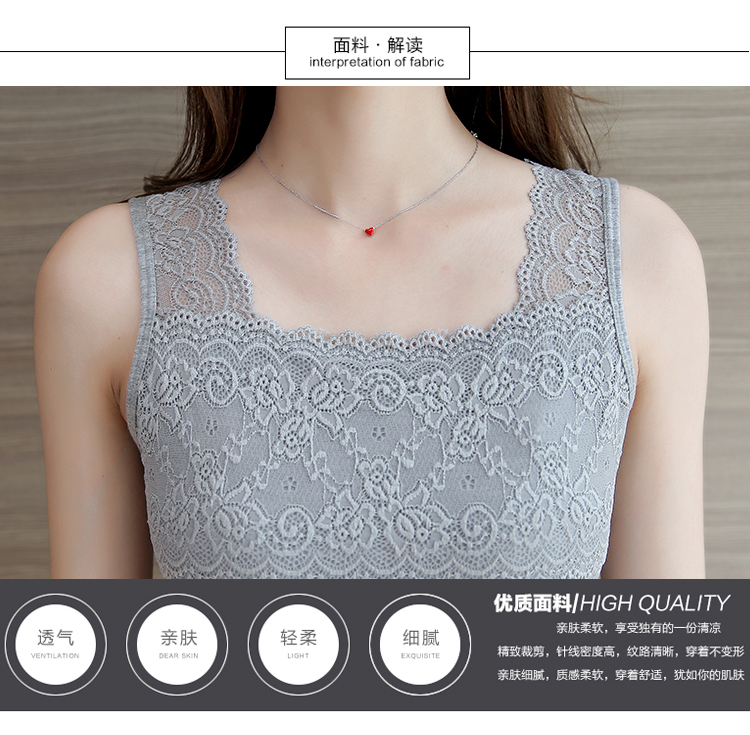 Phụ nữ mùa hè phiên bản Hàn Quốc mặc áo yếm ren modal modal mỏng kích thước lớn, áo vest màu rắn shop thời trang nữ