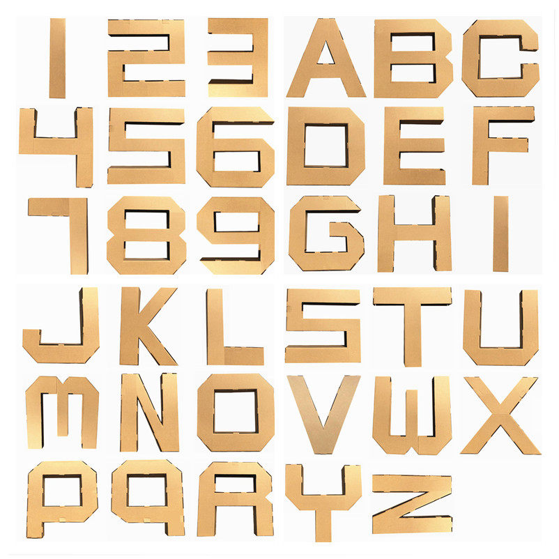 Large cardboard English alphanumeric 3D paper model DIY handmade three-dimensional props graffiti painting festival ornaments