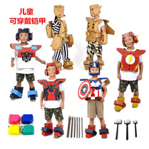 Wearable carton robot Diamond armored children hand made diy carton board skinned graffiti armor toy