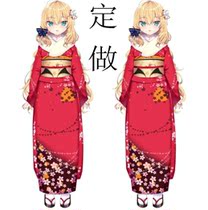 Spa long a vtuber virtual idols contact horse lunar January cos kimono red white fur collar womens clothing tail section