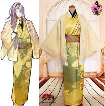 Sword flurry Bee Suga tiger withdrawal Torunai Fan cosplay printed yellow kimono Chidori pattern feather weaving custom