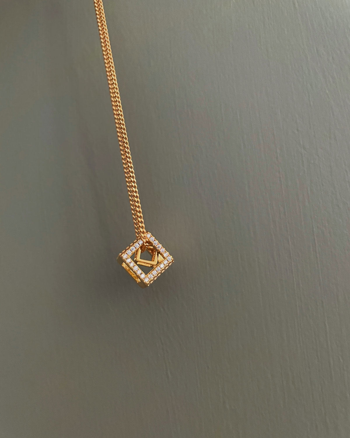 ZEUMES Cube Sugar Brass Electric 18K Thick Real Gold High Quality Necklace