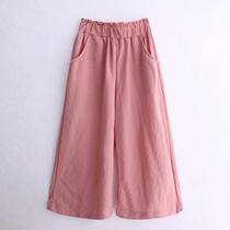 Girls wide-leg pants summer wear thin Chinese children foreign-style pants little girl Korean loose childrens leisure ankle-length pants