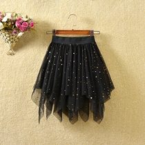 Girls skirt childrens waist skirt 2019 summer childrens clothing summer dress Korean version of starry sky long baby mesh skirt