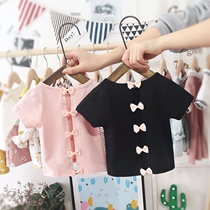Baby girl T-shirt short sleeve summer new backless cotton 1-2-3-4-5 years old children baby girl coat tide