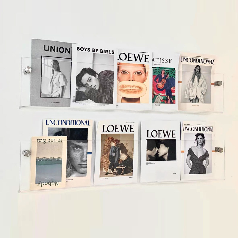 Taman magazine picture book storage acrylic wall Children's bookshelf decoration shelf Wall transparent periodical rack