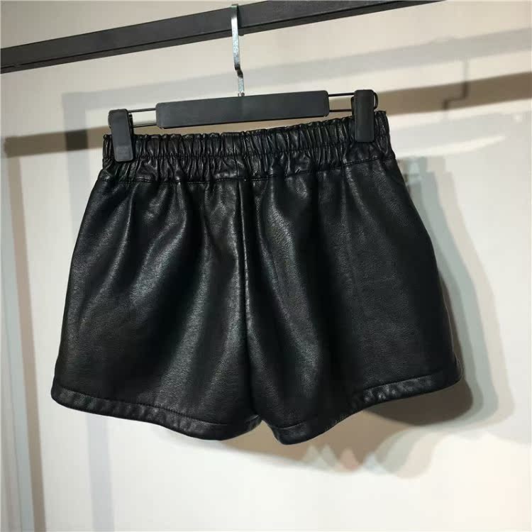 Mát mẻ phiên bản Hàn Quốc mát mẻ cộng với nhung dày cạp cao quần short da nữ mùa đông 2018 mới quần da ống rộng ống rộng quần bốt quần shop quần áo nữ gần đây