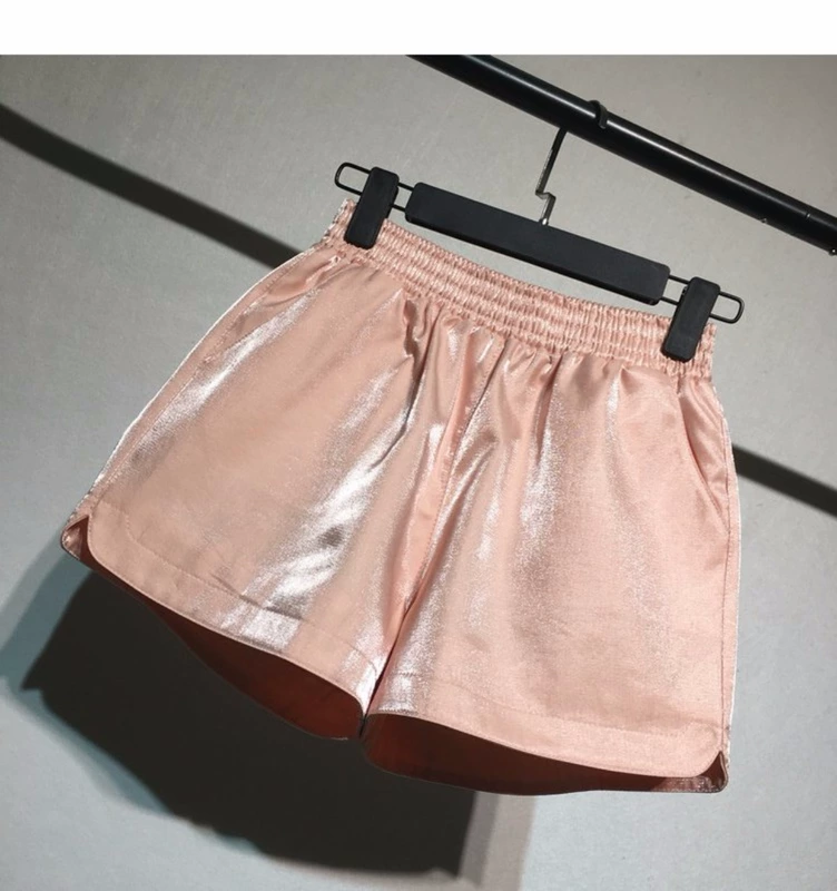 Mát mẻ mát mẻ thời trang Hàn Quốc quần short nữ mùa xuân và mùa hè eo cao lỏng lẻo một từ quần ống rộng quần thun eo nóng hoang dã