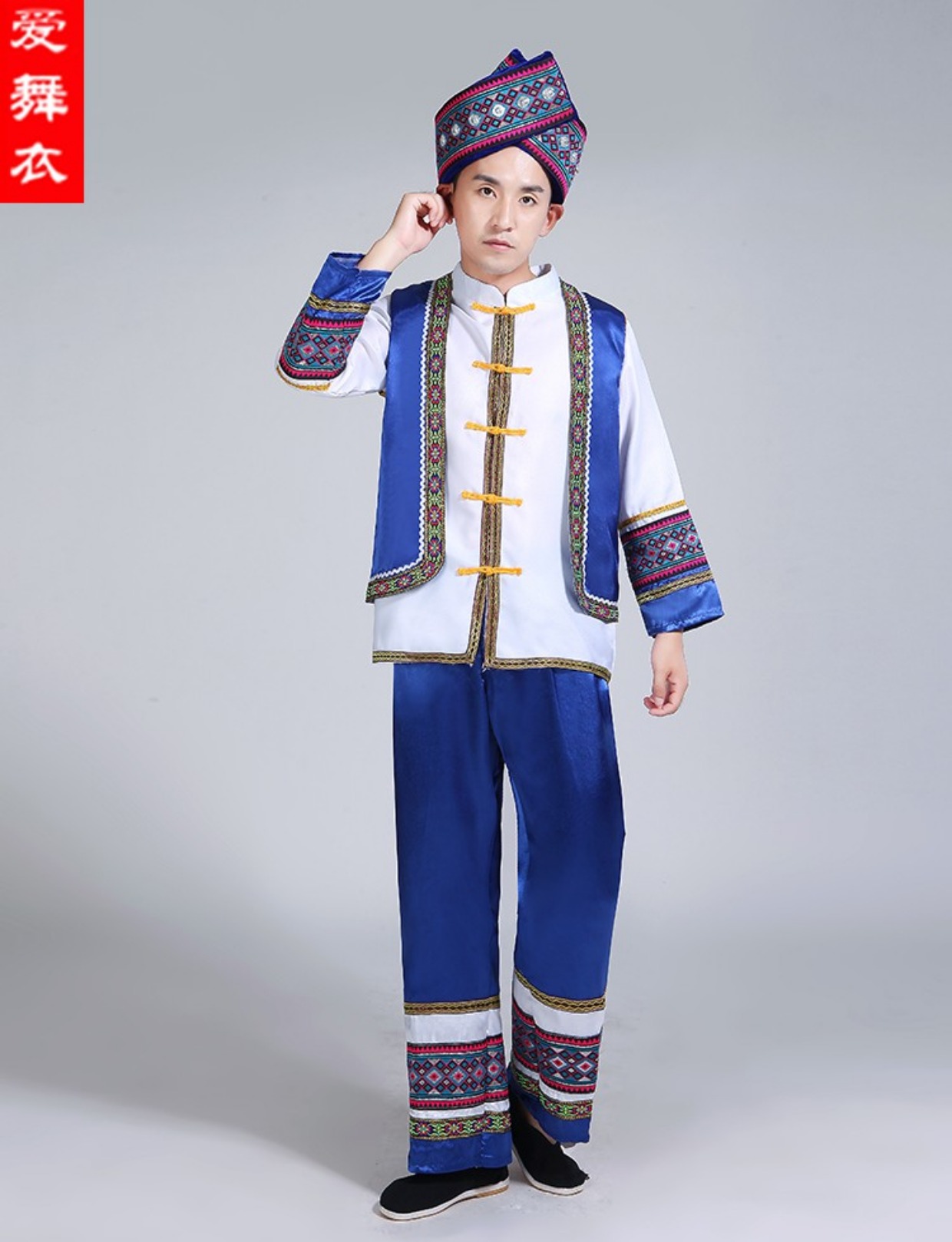 Trang phục khiêu vũ nam Zhuang mới trang phục dân tộc thiểu số Miao trang phục biểu diễn cucurbit quần nam đẹp