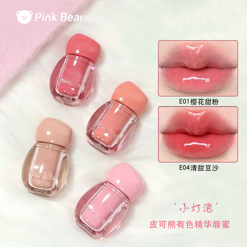 Pinkbear Colored Essence Lip Gloss Small Light Bulb Lip Glaze Water-Glossy Mirror Shimmer Lipstick Authentic Pinkbear Colored Essence Lip Gloss Small Light Bulb Lip Glaze Water-Glossy Mirror Shimmer Lipstick Authentic