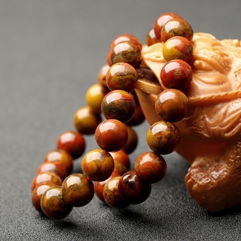 One Things One Figure Warring States Red Manau Handmade Chicken Oil Yellow Identical single ring Men's Warring States Red Hand Strings Female Ornaments ZG01