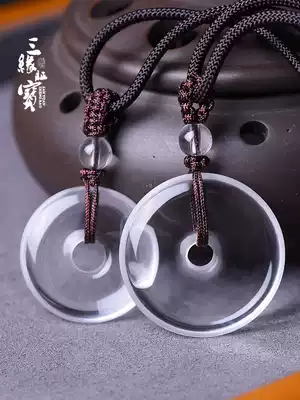 Three-edge certificate treasure white crystal pendant safe buckle amulet Crystal through men and women couple necklace jewelry gift