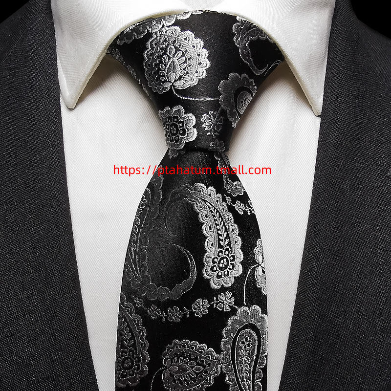 Ptah Atum New Pint Shelves Wedding True Silk Tie Suit Black Cashew Flowers Positive Dress Business Tie