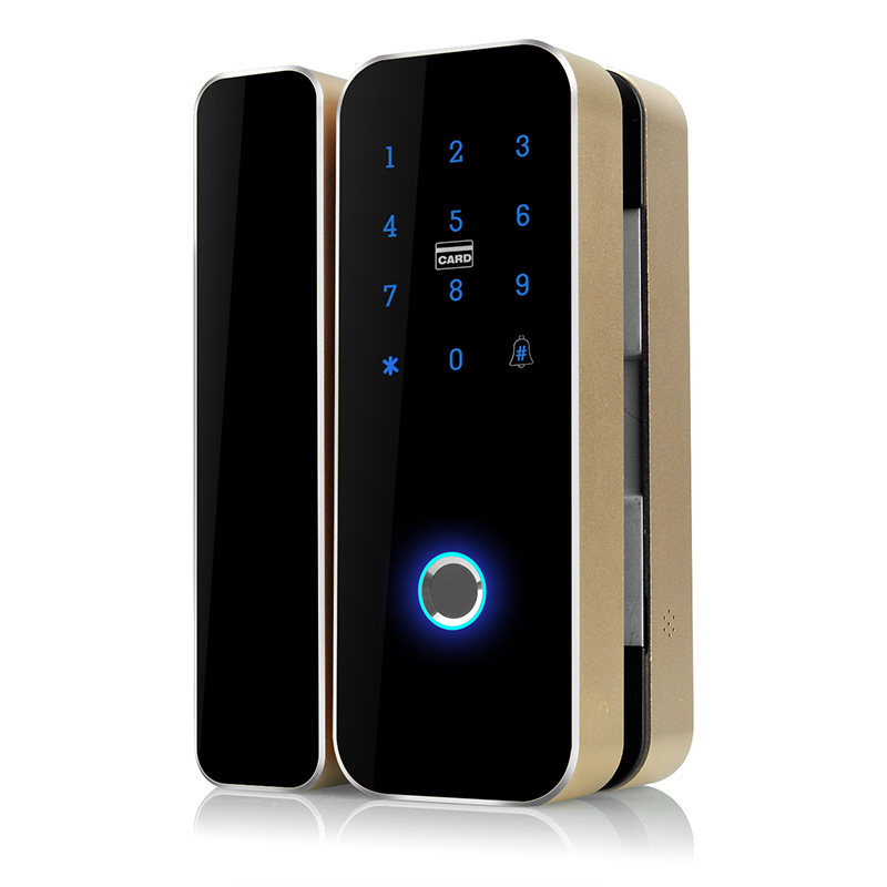 Glass door fingerprint lock bullock crown hook lock free of bore office electronic code lock single open and free pin