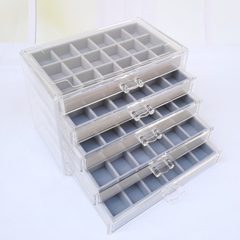 Acrylic Five Layers Drawer Gray 90 Earrings Ear Nail Ring First Accessories Box Home Drill Box Doog Containing Box-Taobao