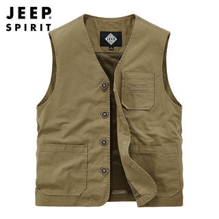 JEEP SPIRIT Jeep Autumn and Winter 2023 New V-neck Washed Vest Casual Men's Work Wear Loose Vest