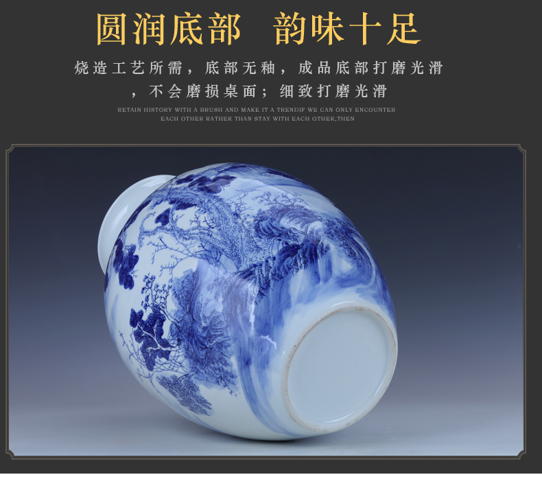 Cixin qiu - yun, jingdezhen creative hand - made xishan furnishing articles of Chinese style living room large blue and white porcelain vase flower arranging ceramic decoration