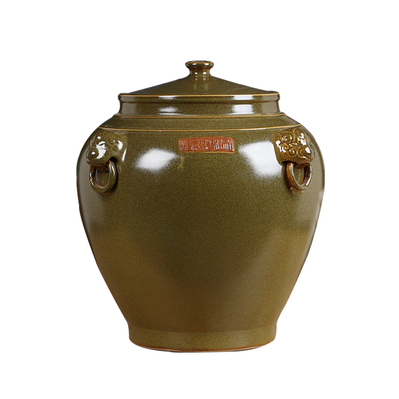 Extra large ceramic glaze barrel at the end of the jingdezhen porcelain pu 'er tea urn tea caddy fixings wake receives storage tank