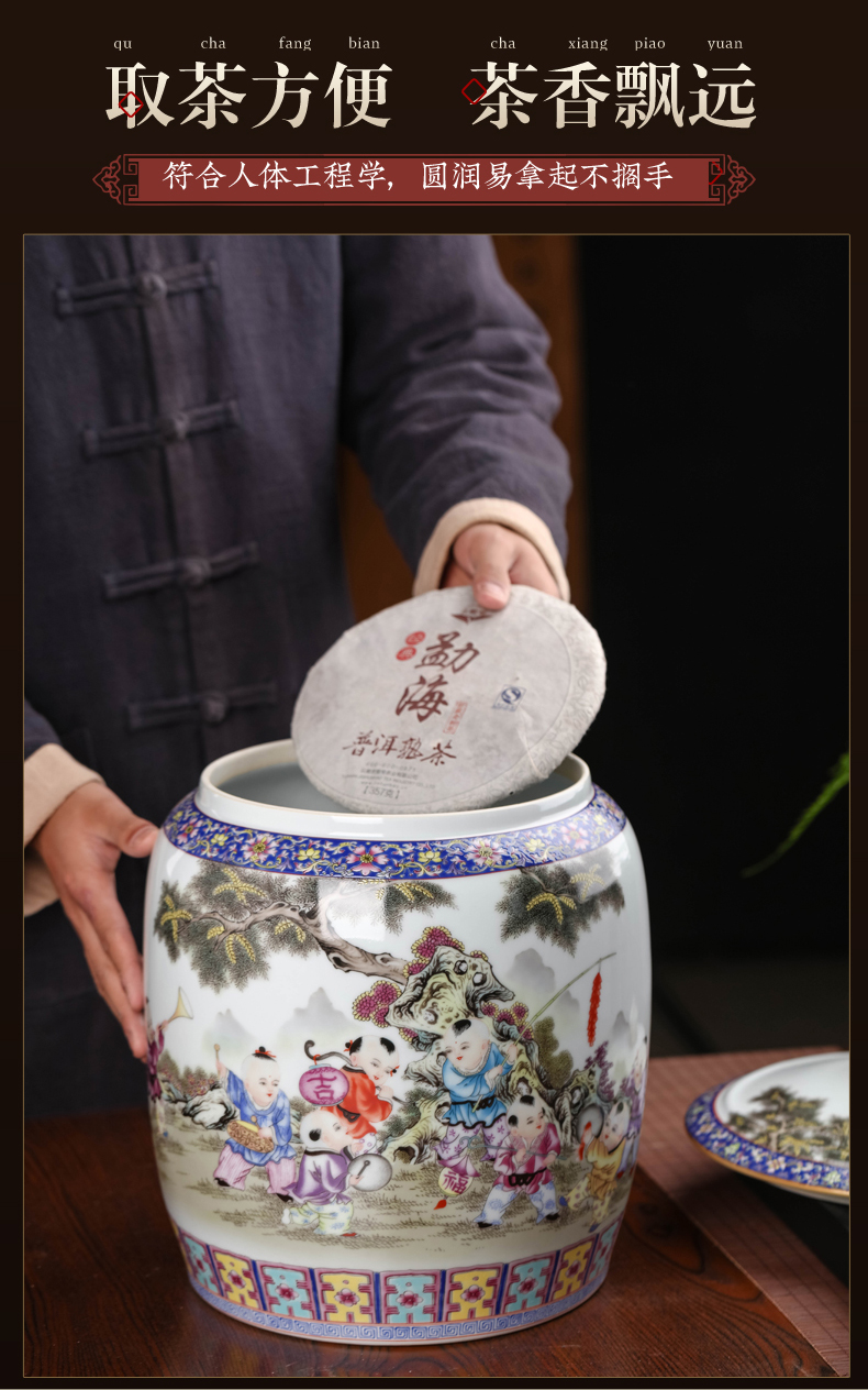 Jingdezhen bread seven large flap pu 'er tea pot ceramics storage tanks seal pot of Chinese style