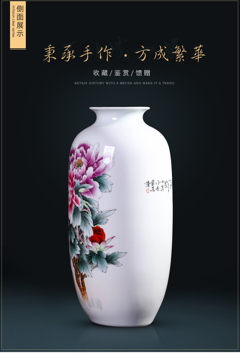 Master hand - made famille rose blooming flowers, vases, new Chinese style living room TV ark adornment of jingdezhen ceramics furnishing articles