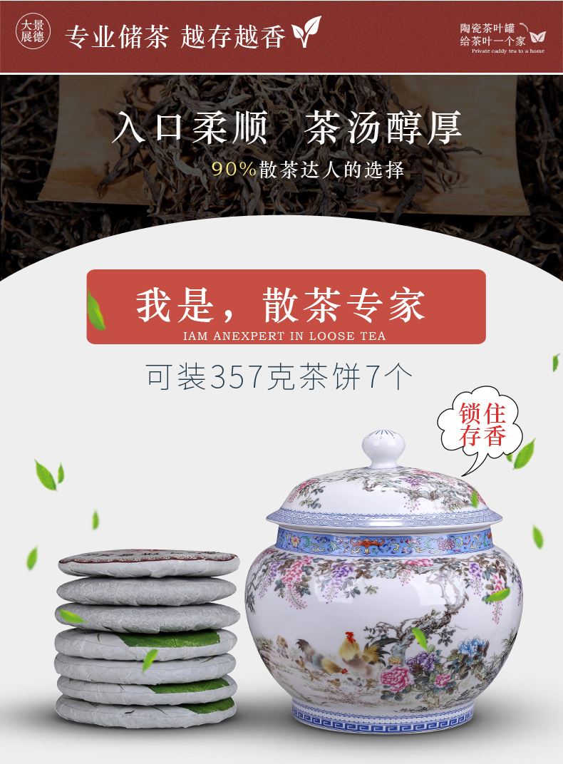 Restoring ancient ways of jingdezhen ceramics colored enamel porcelain pot caddy fixings furnishing articles with the cover of the big storage tank household utensils