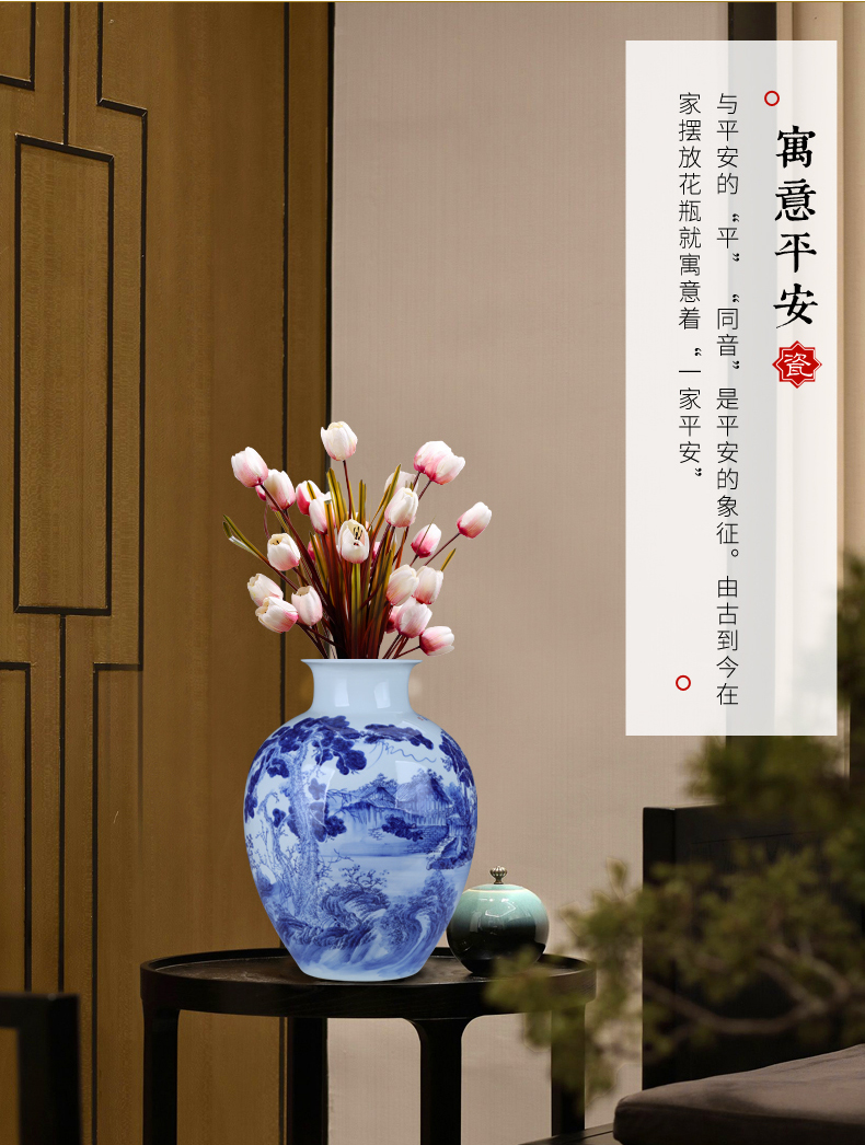 Cixin qiu - yun, jingdezhen creative hand - made xishan furnishing articles of Chinese style living room large blue and white porcelain vase flower arranging ceramic decoration