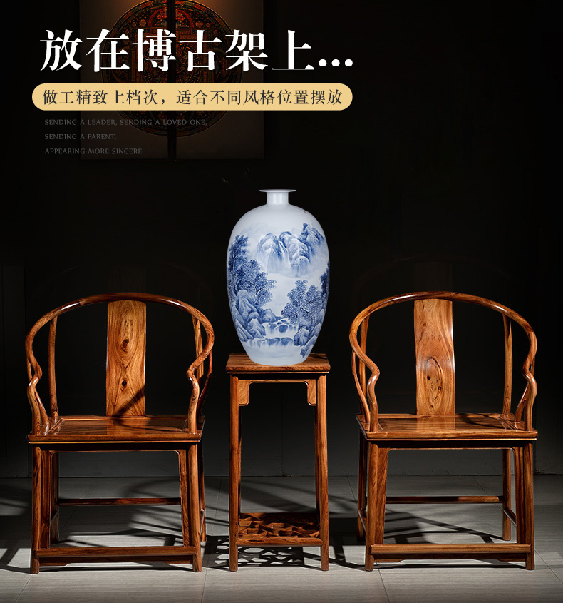 Famous hand - made jingdezhen blue and white porcelain vase of new Chinese style household decorates sitting room porch rich ancient frame furnishing articles furnishing articles