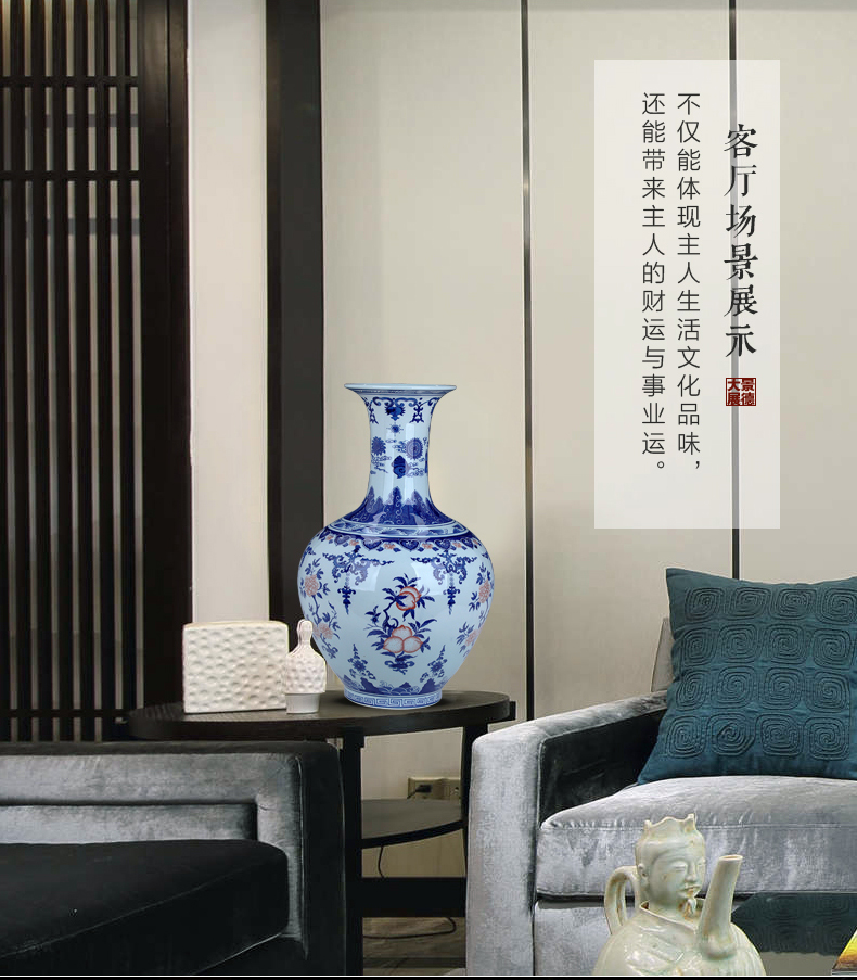 Classical porcelain of jingdezhen ceramic large blue and white porcelain vase 4050 cm high archaize furnishing articles sitting room of Chinese style style