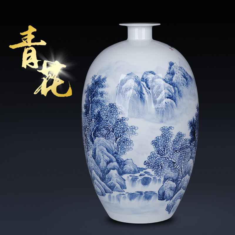 Famous hand - made jingdezhen blue and white porcelain vase of new Chinese style household decorates sitting room porch rich ancient frame furnishing articles furnishing articles