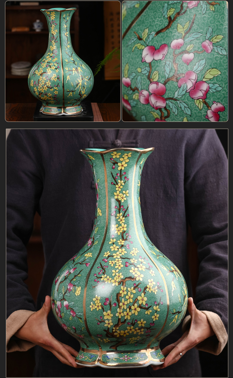 Jingdezhen landing large green antique Ming and the qing dynasties porcelain vases, ceramic furnishing articles sitting room TV cabinet next to the vase