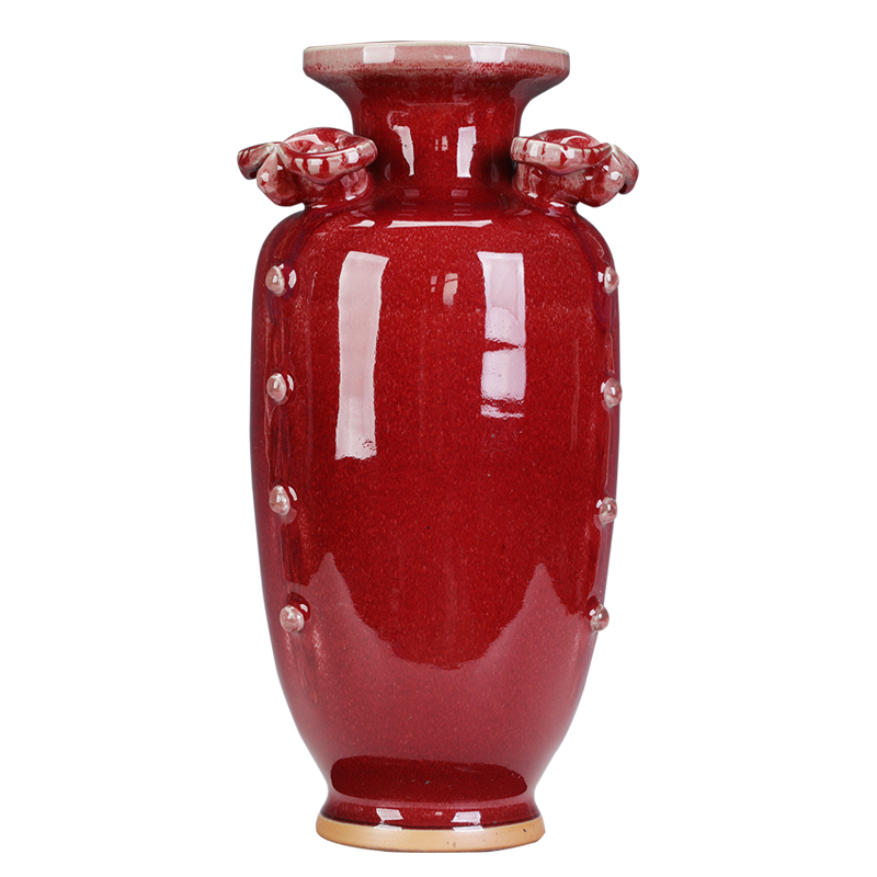 Rich ancient frame decoration jun porcelain up red vase three Yang kaitai furnishing articles three Yang kaitai, porcelain ceramic town house