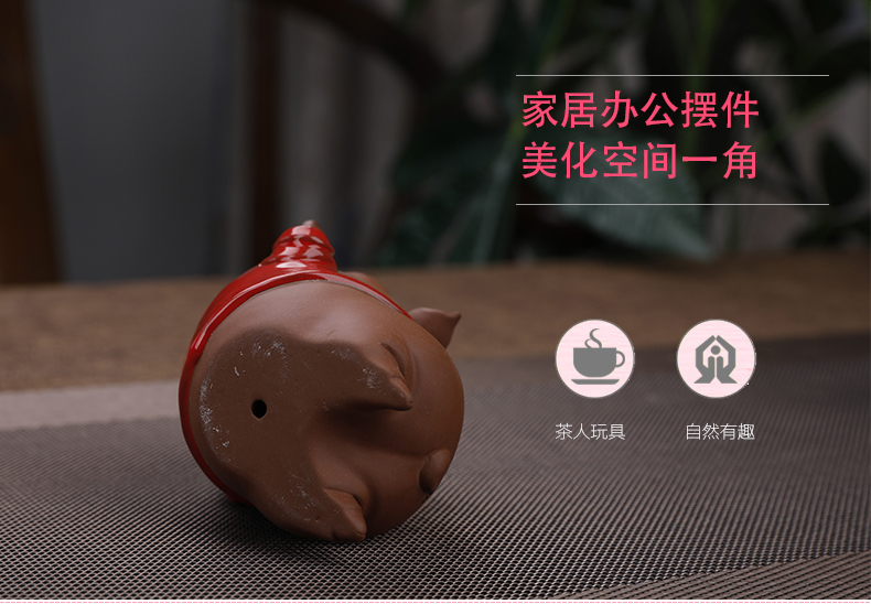 Creative lovely red ceramic piggy furnishing articles office tea tea pet home sitting room ark adornment furnishing articles