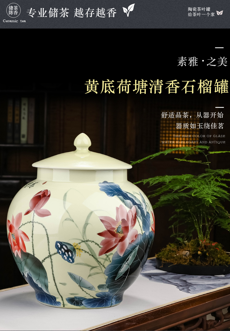 Jingdezhen ceramics hand - made of lotus pond was fragrant tea as cans ceramic large bulk with cover white tea POTS