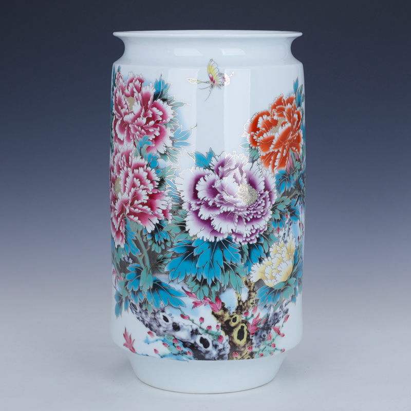 Jingdezhen lucky bamboo vase water raise quiver of pottery and porcelain painting and calligraphy calligraphy and painting scroll cylinder receive barrels of the sitting room decorate a furnishing articles