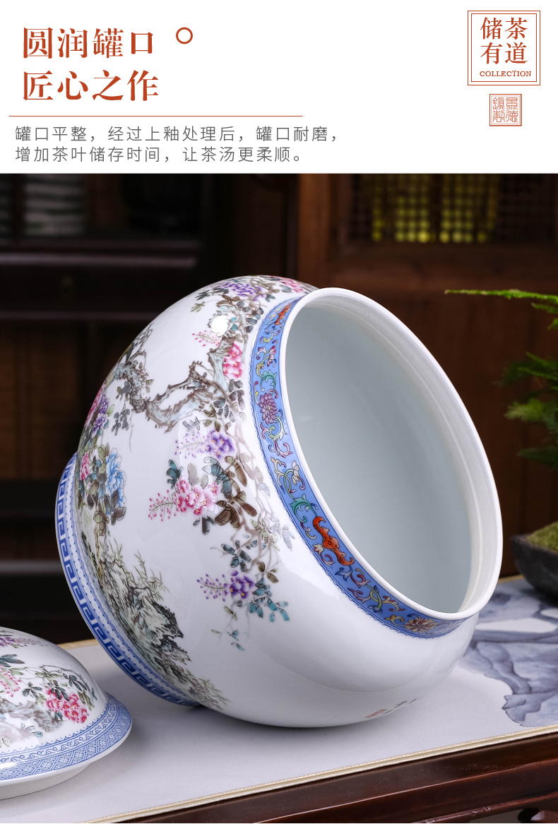 Restoring ancient ways of jingdezhen ceramics colored enamel porcelain pot caddy fixings furnishing articles with the cover of the big storage tank household utensils