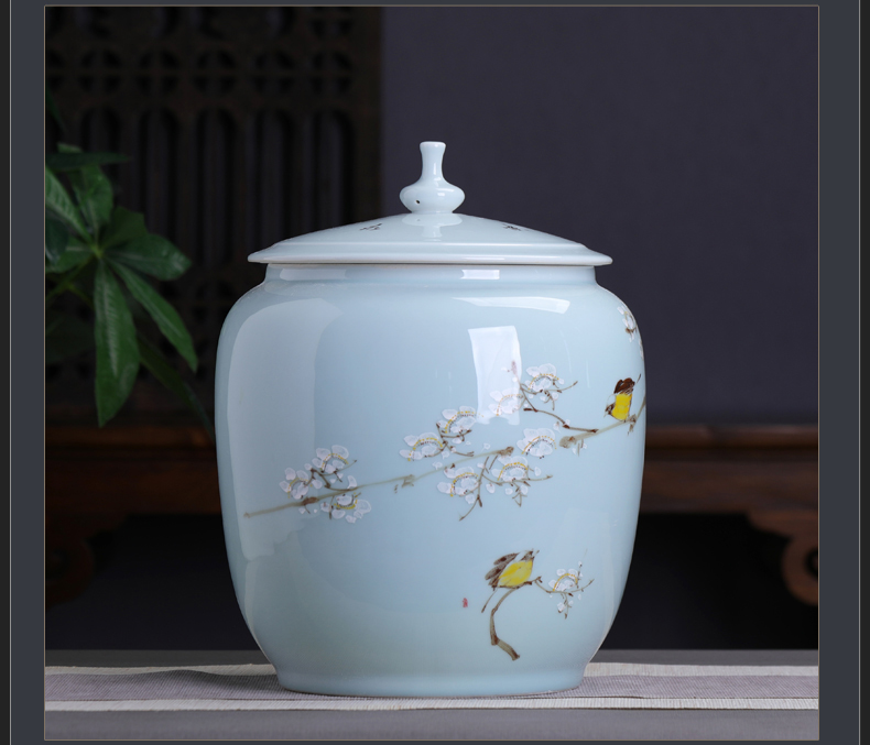 Hand - made ceramic name plum furnishing articles home decoration storage tank with cover Chinese tea pot large capacity home office