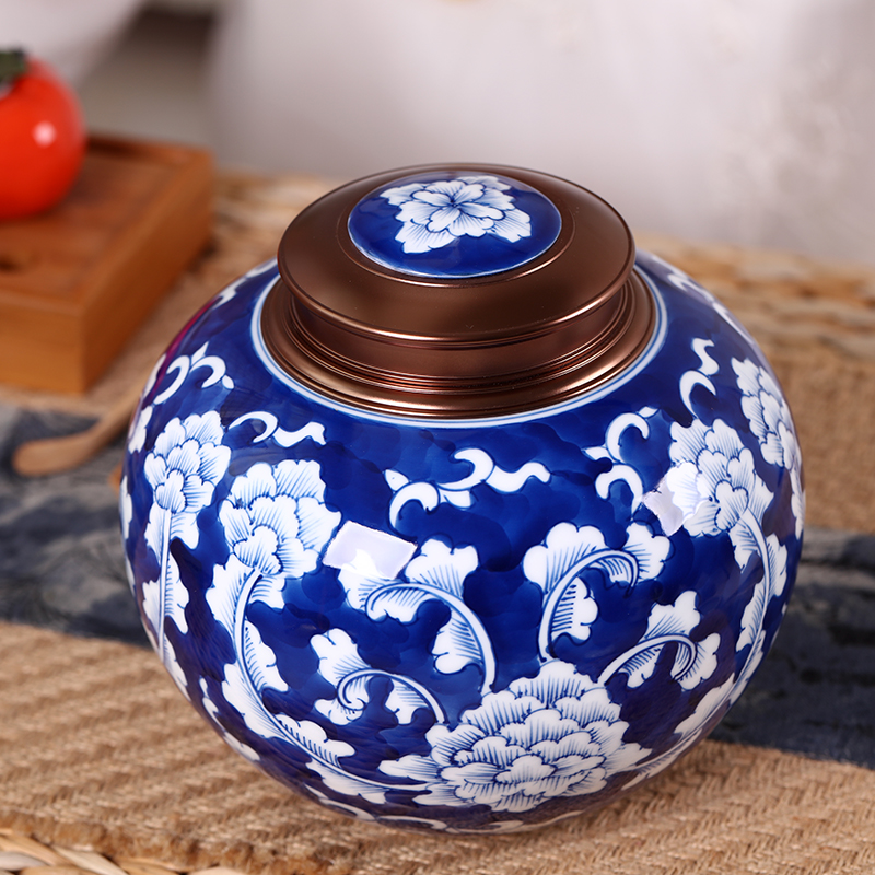 Hand made small caddy fixings ceramic tea box 1 catty receives household seal pot restoring ancient ways
