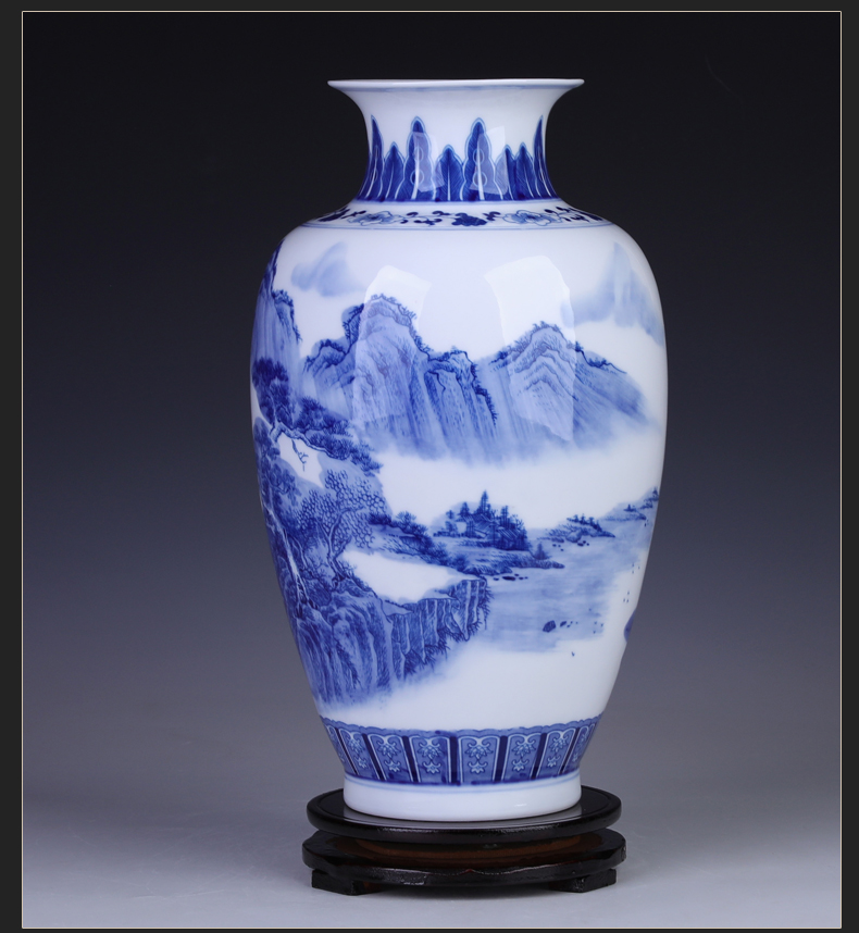 Jingdezhen ceramics landscape of blue and white porcelain vase furnishing articles sitting room large flower arrangement home decoration ceramics handicraft